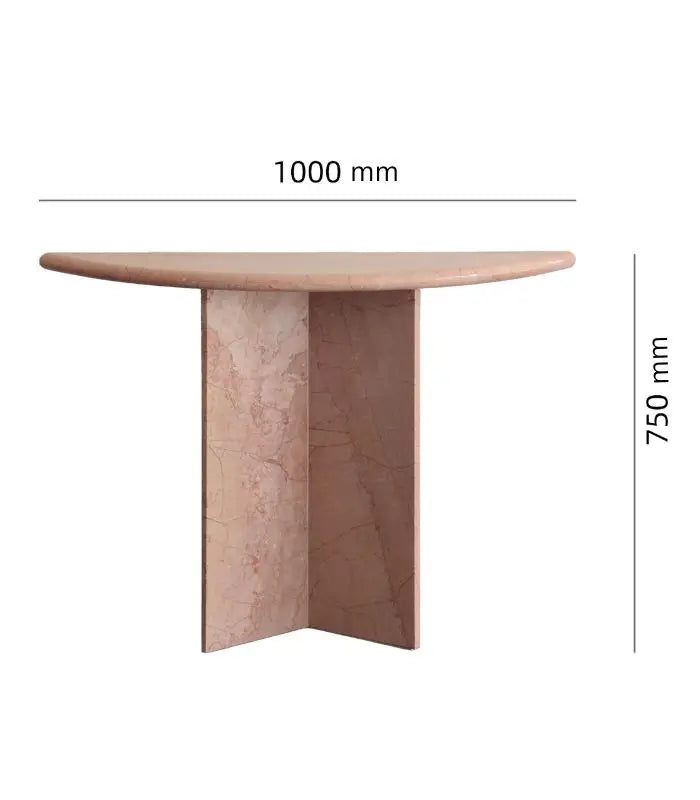 Rosetta Pink Marble Console Table – Natural Stone Arch Design for Entryway and Living Room