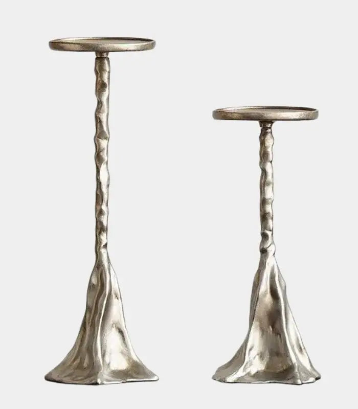 Twisted Pillar Candle Holder – Antique Silver Resin