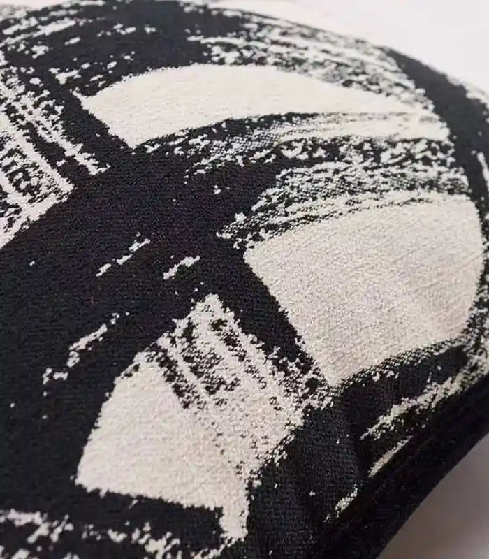 Abstract Brushstroke Jacquard Cushion Cover – Contemporary Monochrome Design