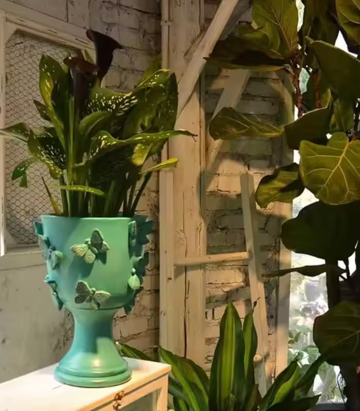 Plant Pot Planter Decorated with Butterflies 30 cm (11.8 in) Resin