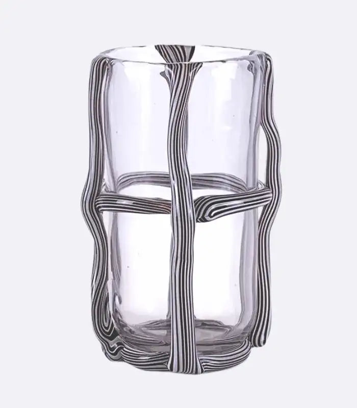Artisan Hand Blown Glass Vases - Sculptural Elegance Black and White