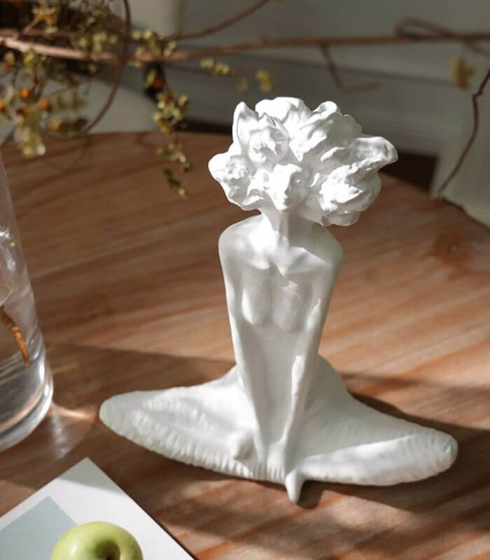 Modern Decorative Sculpture Meditation Decorative Sculpture - White Resin Art 32 cm