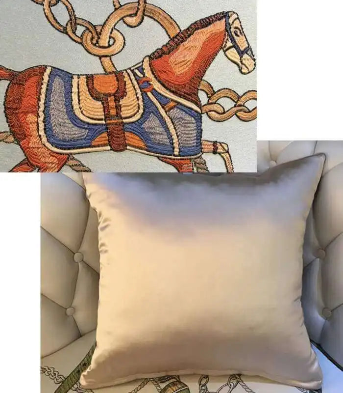 Buckle Throw Cushion Cover Blue Pillow Cover 45x45 cm Satin