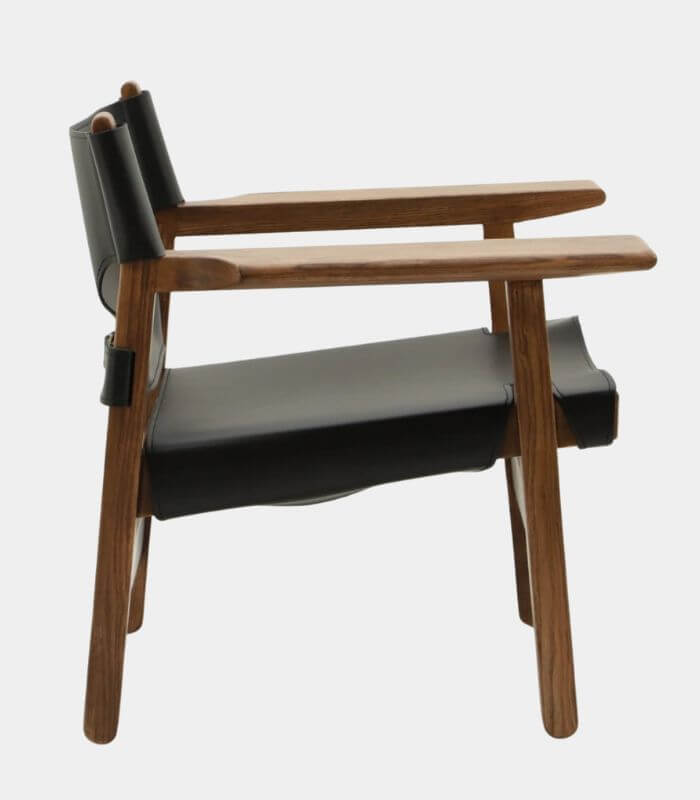 Arcadia Saddle Leather and Ash Armchair Black & Brown