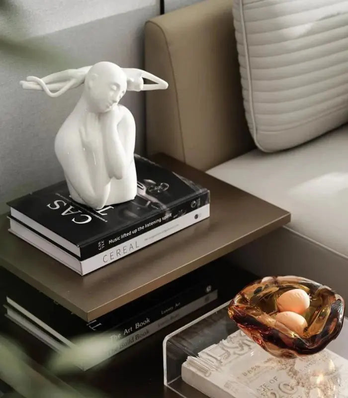 Whispering Muse Resin Sculpture - Elegant Abstract Home Decor 28 cm