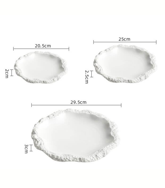 Handcrafted Ceramic Dinnerware Plate- Organic Hammered Design White