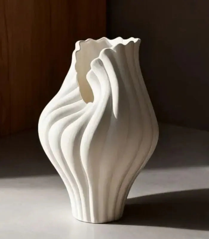 The Aria Sculptural Vase Handcrated Tabletop Vase Large White 32 cm