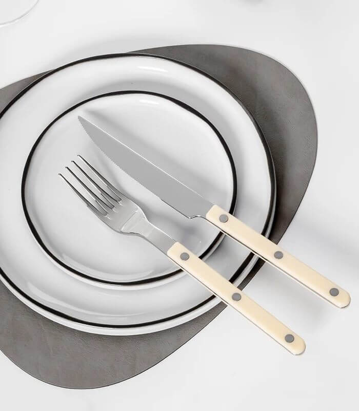 24 Pcs Ivory European-Inspired Cutlery Set 18/10 Stainless Steel Set for 6 People