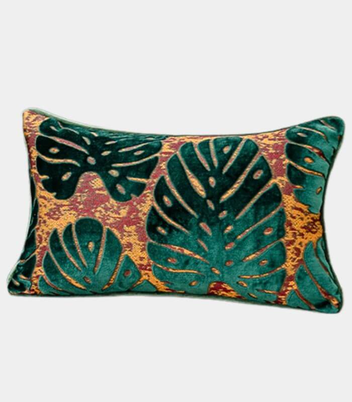 Velvet Floral Garden Cushion Cover Velvet Embroidery Green
