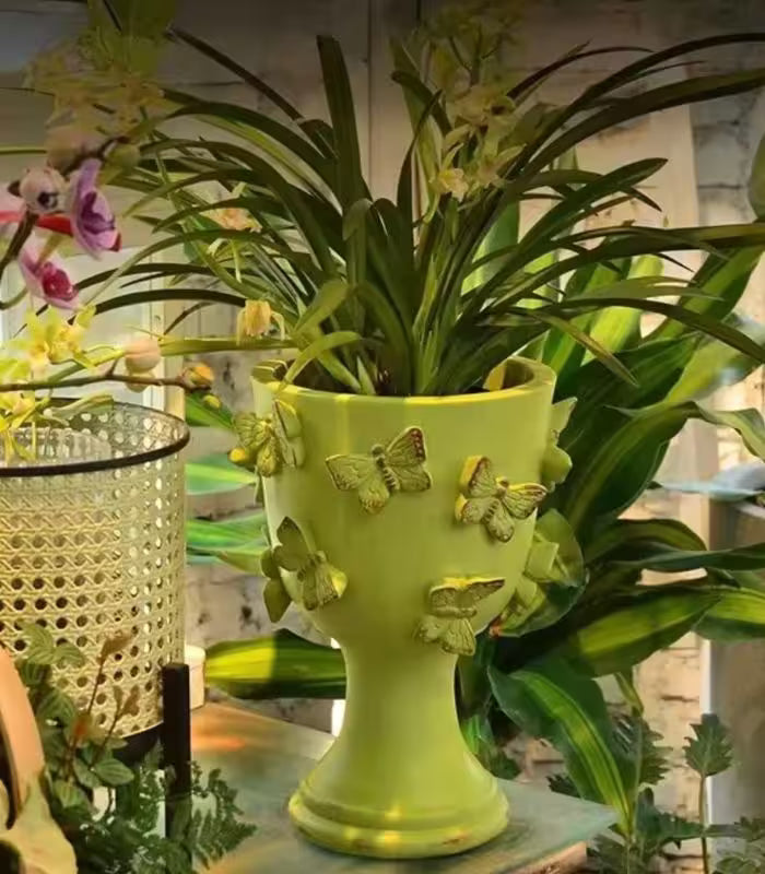 Plant Pot Planter Decorated with Butterflies 30 cm (11.8 in) Resin