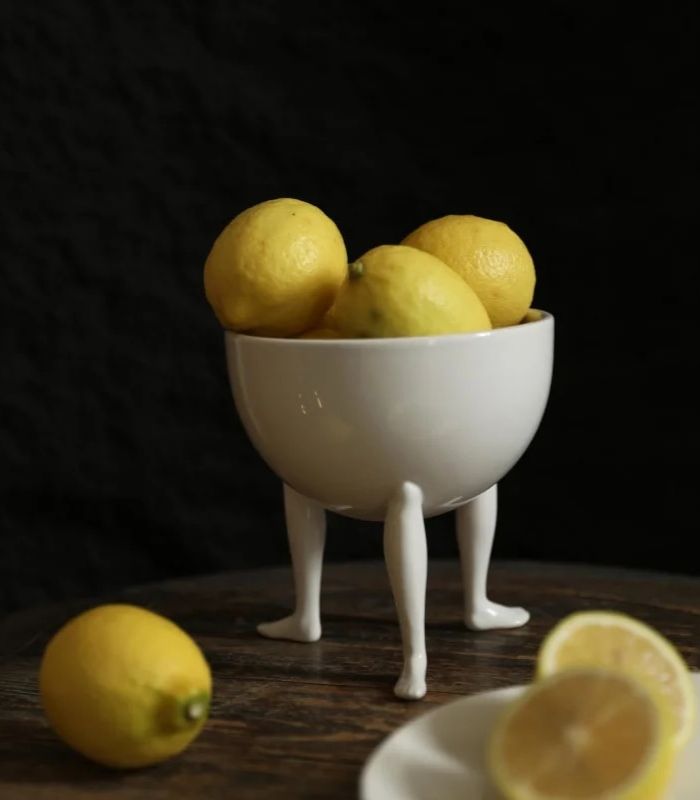Abstract Ceramic Oval Bowl Footed Fruit Bowl 15.8 cm