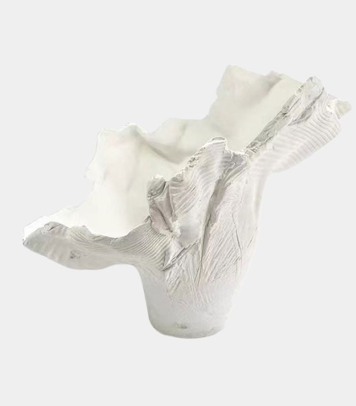 Enigmatic White Sculptural Vase - Handcrafted Modern Art Décor (44cm)