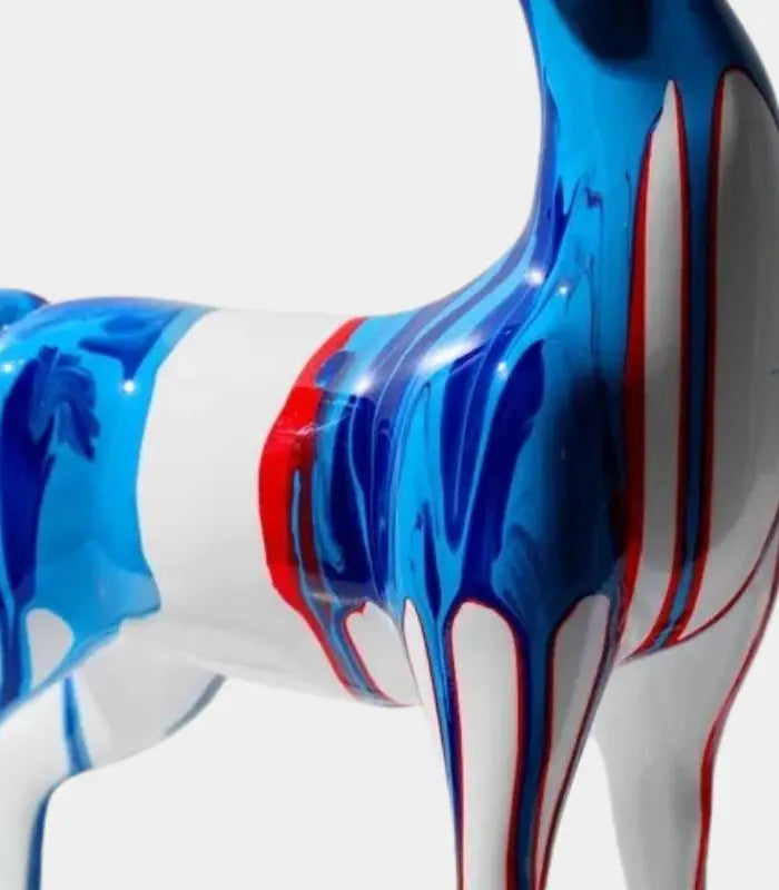 Set of 2 Reindeer Sculptures Blue & White Resin