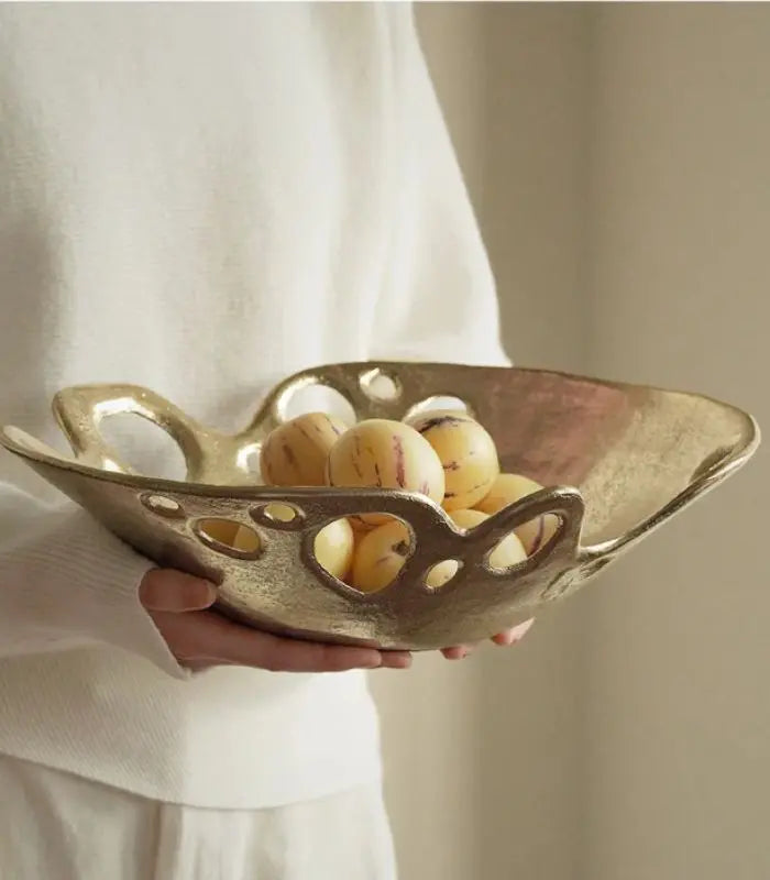 Aurelia Gold Resin Bowl – Organic Cutout Design Decorative Centrepiece 35 cm
