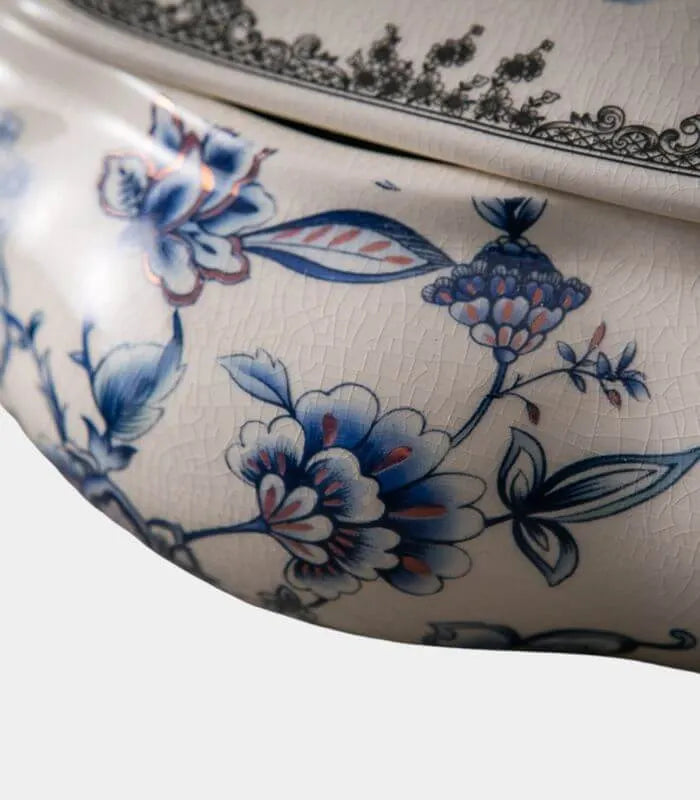 Dragonfly Blue & White Porcelain Trinket Box with Crackle Glaze - 22.5 x 18.5 cm