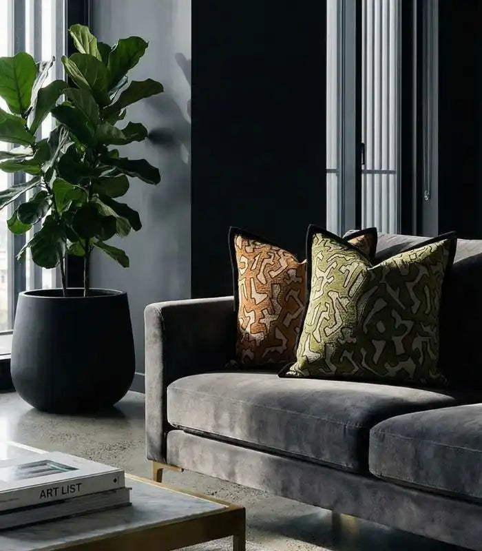 Geometric Tribal Chenille Cushion Cover Green