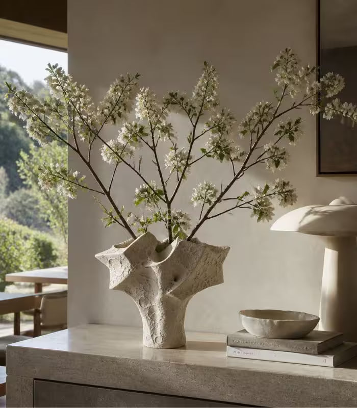 Laguna Large Handmade Ceramic Vase – Organic Textured Sand Finish, Sculptural Form 39 cm ( 15.4 in)