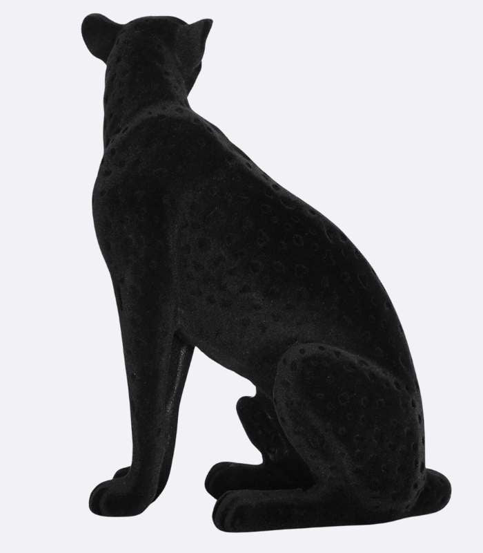 Decorative Cheetah Sculpture Resin Flocking Black