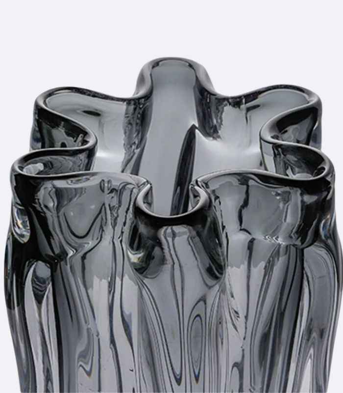 Hand-Blown Glass Vase Floral Black Hue