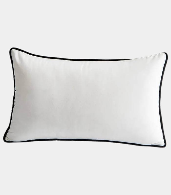 Camillo Cushion Cover Black and White Velvet with Pipping