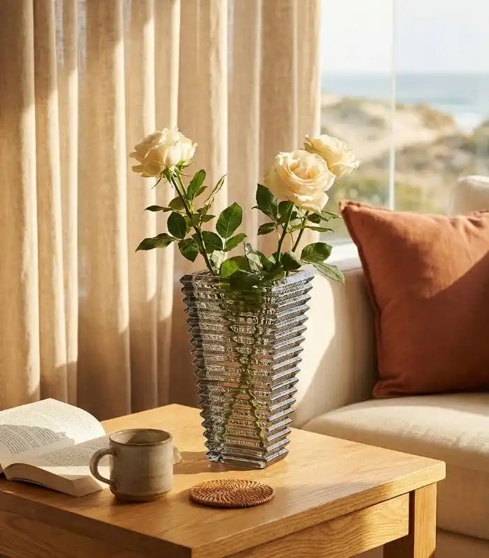 Crystal Glass Tabletop Vase Rectangular 28 cm