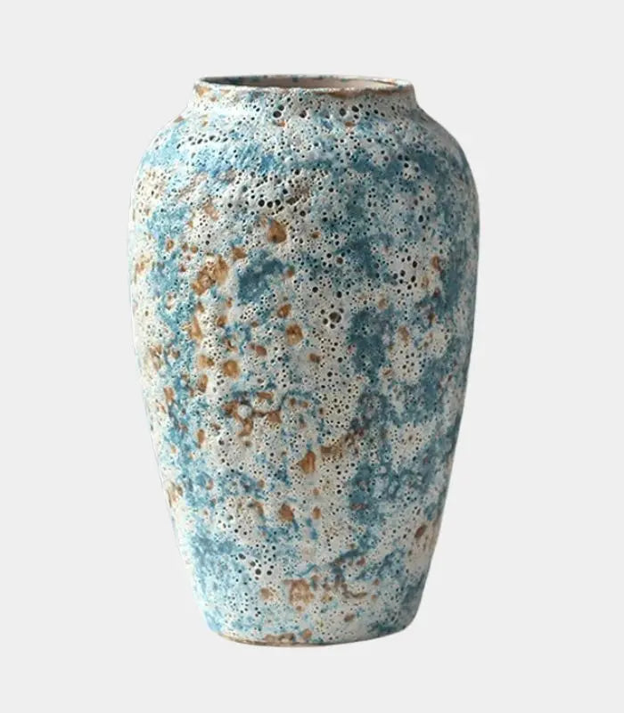 Luciana Ceramic Vase – Hand-Crafted Speckled Design in Coastal Blue