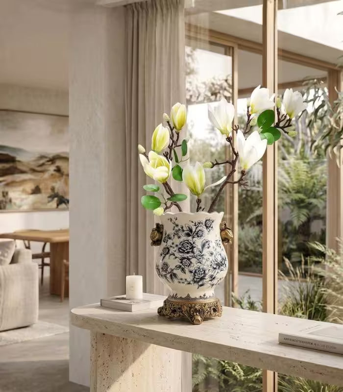 Elegant Blue & White Porcelain Vase with Crackle Glaze 21 cm (8.27 in)