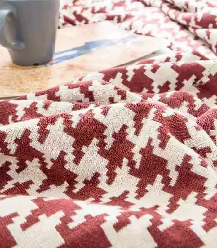 Houndstooth Throw Blanket Soft Cotton Large 150x200cm ( 59.1 x 78.7 in)