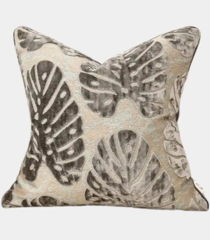 Velvet Floral Garden Cushion Cover Velvet Embroidery Grey