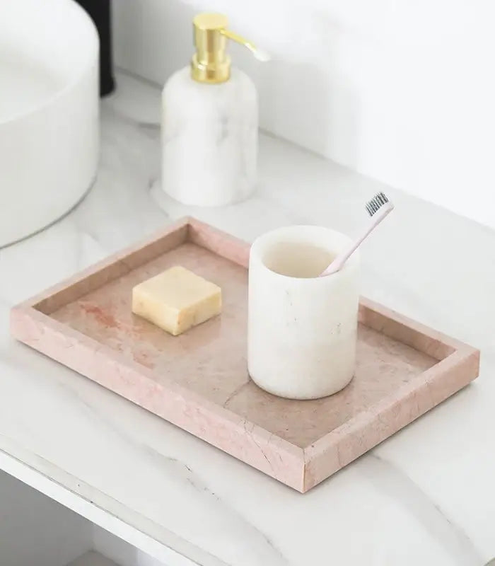 Dusty Rose Natural Marble Decorative Tray