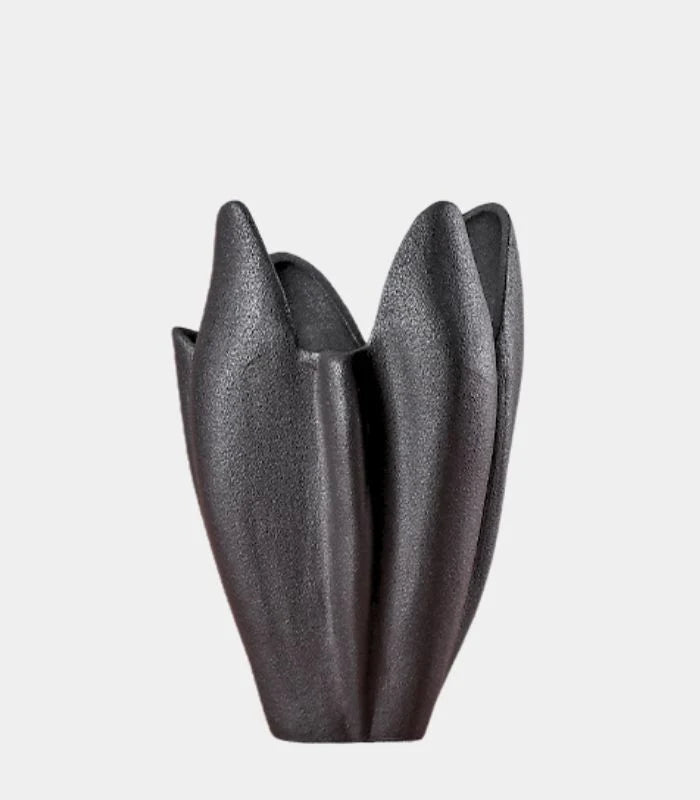 Noir Ceramic Vase Black Textured