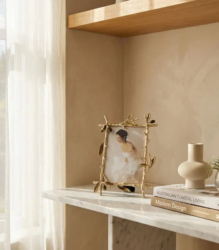 Golden Olive Branch Ornate Photo Frame Alloy