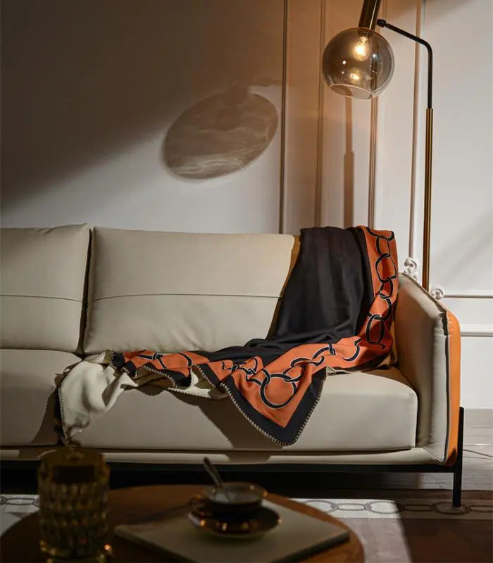 Moderne Luxe Decke, weiches Bett-/Sofa-Überwurf, Orange und Schwarz
