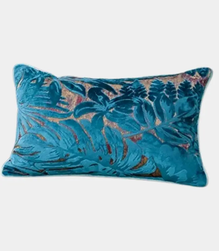 Velvet Floral Garden Cushion Cover Velvet Embroidery Blue