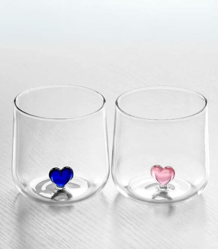 Handblown Heart Glass Goblet - Unique Cocktail Glassware