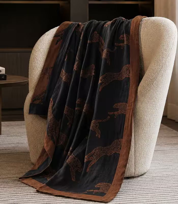 Leopard Print Blanket Throw Double-Sided 130 x 180 cm 1kg