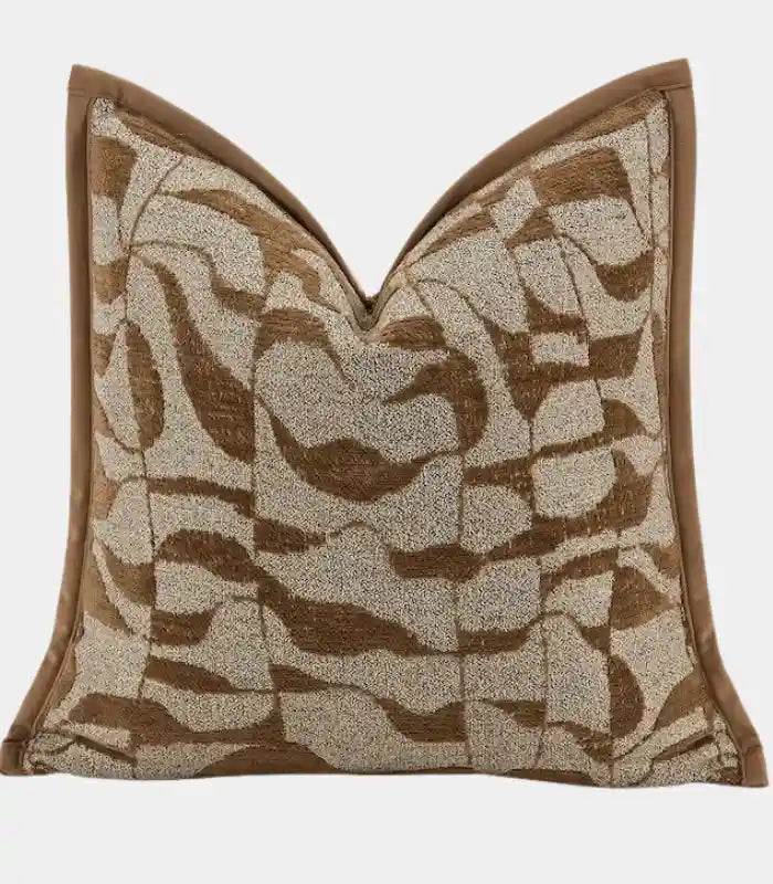 Marlowe Jacquard Cushion Cover – Tonal Abstract Design with Velvet Piping