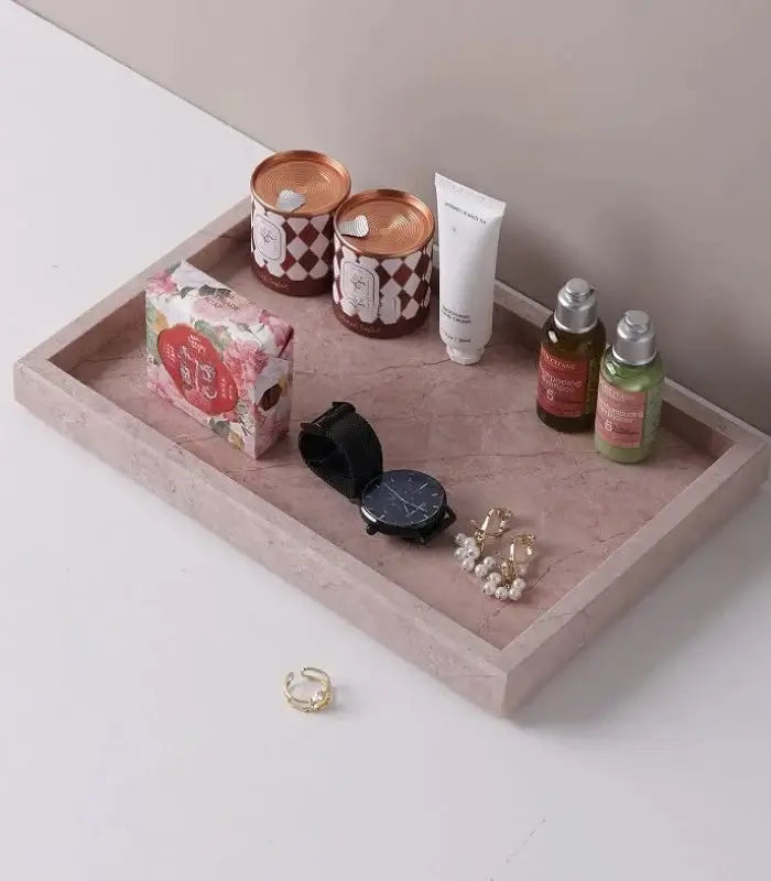 Dusty Rose Natural Marble Decorative Tray