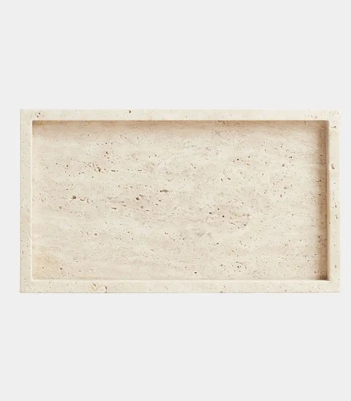 Travertine Stone Vanity Tray - Natural Decorative Tray for Bathroom, Kitchen, Living Room (2 Sizes)