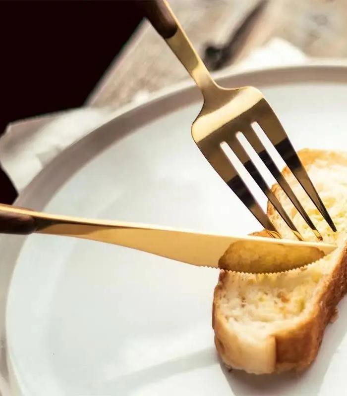 30 Pcs Cutlery Set Dinnerware 304 Stainless Steel Wooden Handle