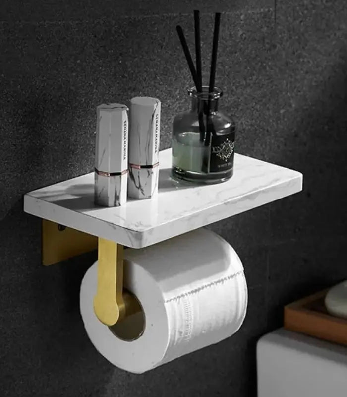Toilettenpapierhalter Wandmontage Naturmarmor Gebürstetes Gold