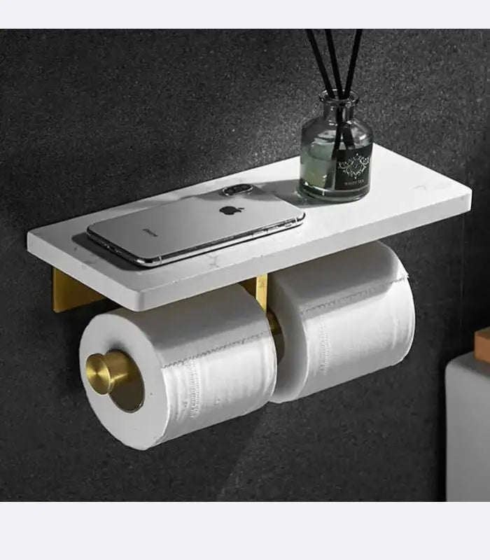 Toilettenpapierhalter Wandmontage Naturmarmor Gebürstetes Gold