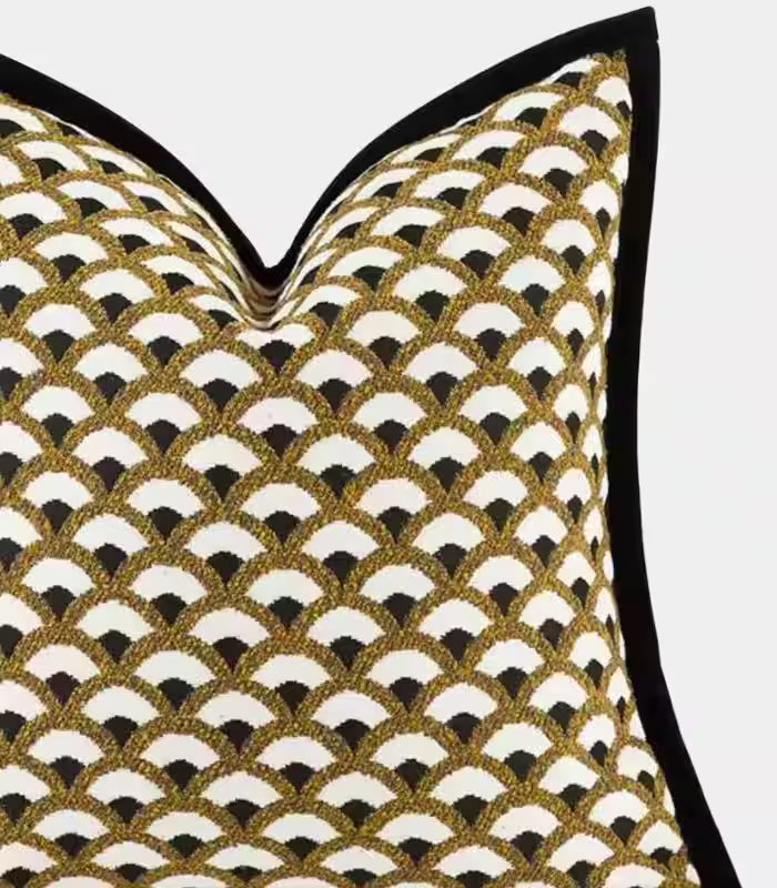 Aurelia Art Deco Scale Pattern Chenille Cushion Cover – Sophisticated Geometric Design