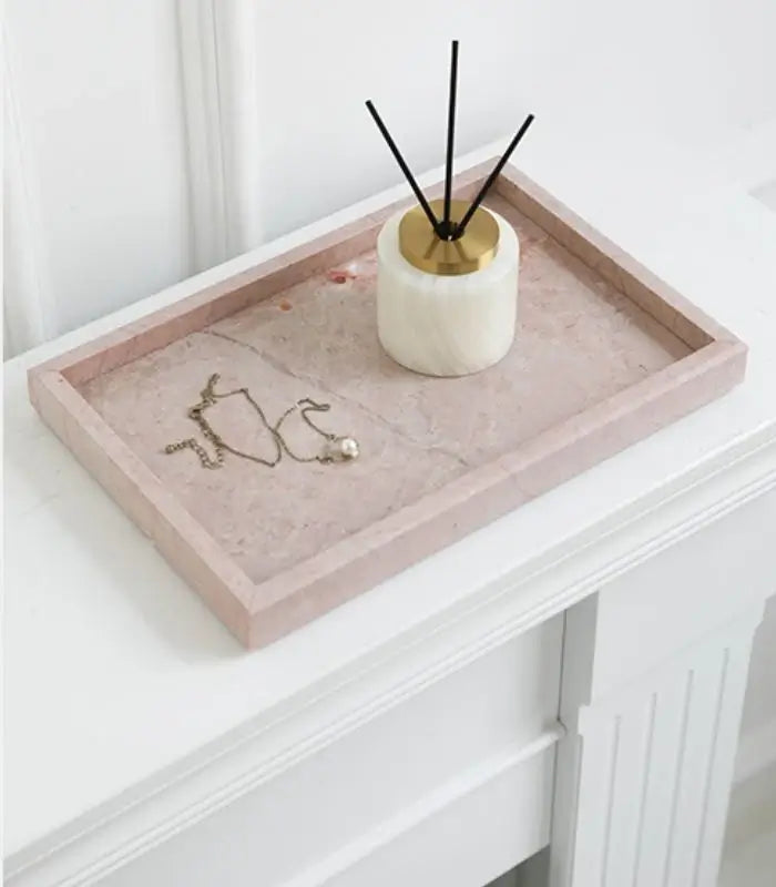 Dusty Rose Natural Marble Decorative Tray