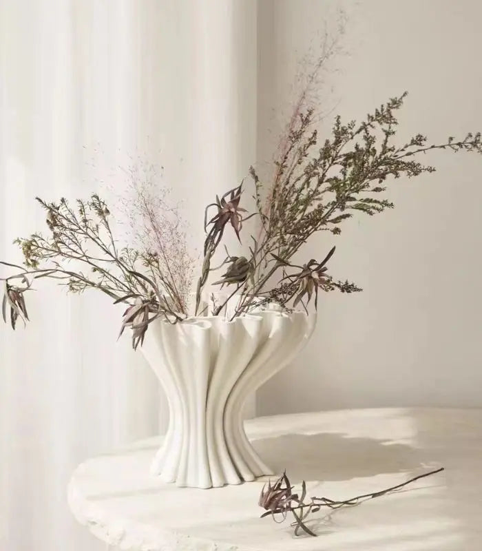 Table Top Vase Paloma White Ceramic 27 cm (10.6 in)