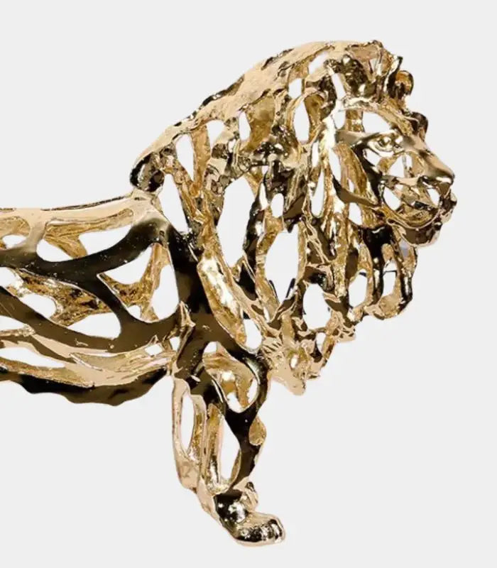 Golden Lion Sculptural Accent Piece Large Decorative Sculpture 31x20 cm