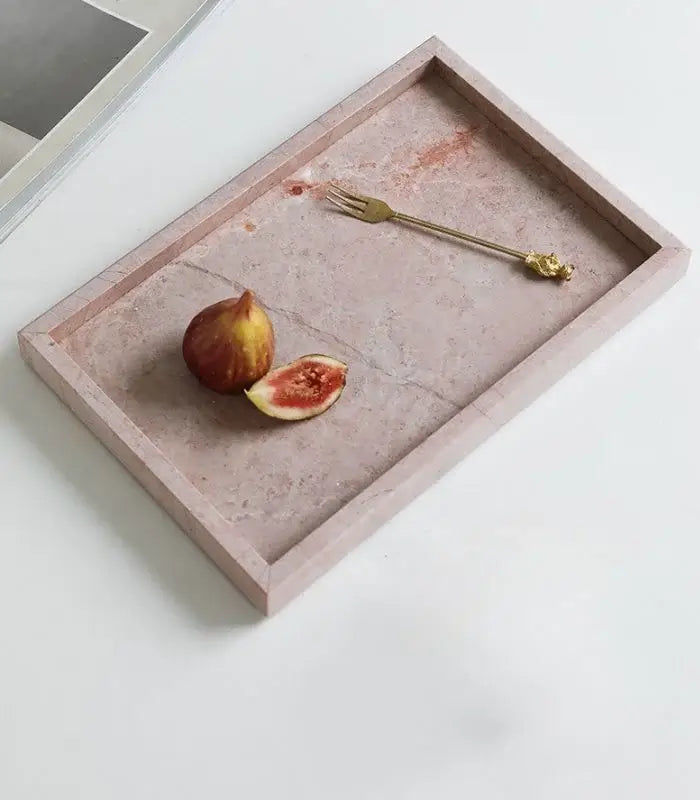 Dusty Rose Natural Marble Decorative Tray