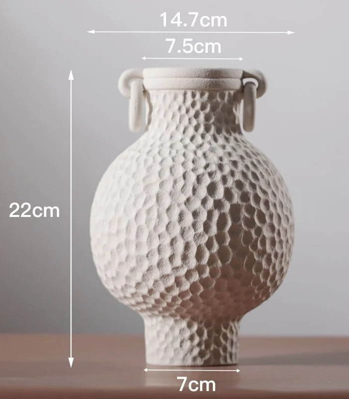 Table Top Vase Amphora Ceramic Off White