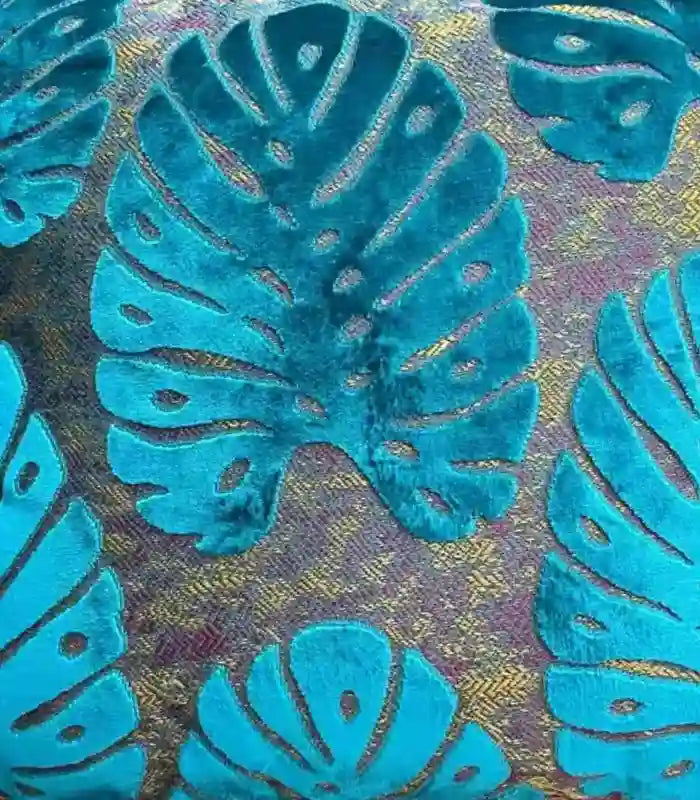 Velvet Floral Garden Cushion Cover Velvet Embroidery Blue