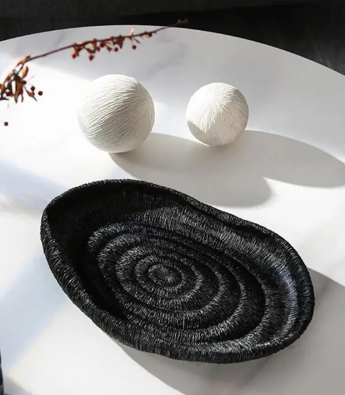 Modern Coral Texture Tray Decor Resin 34 cm Black